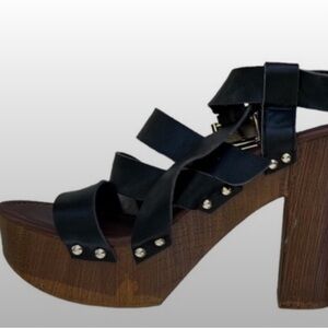 Black Leather Platform Sandals